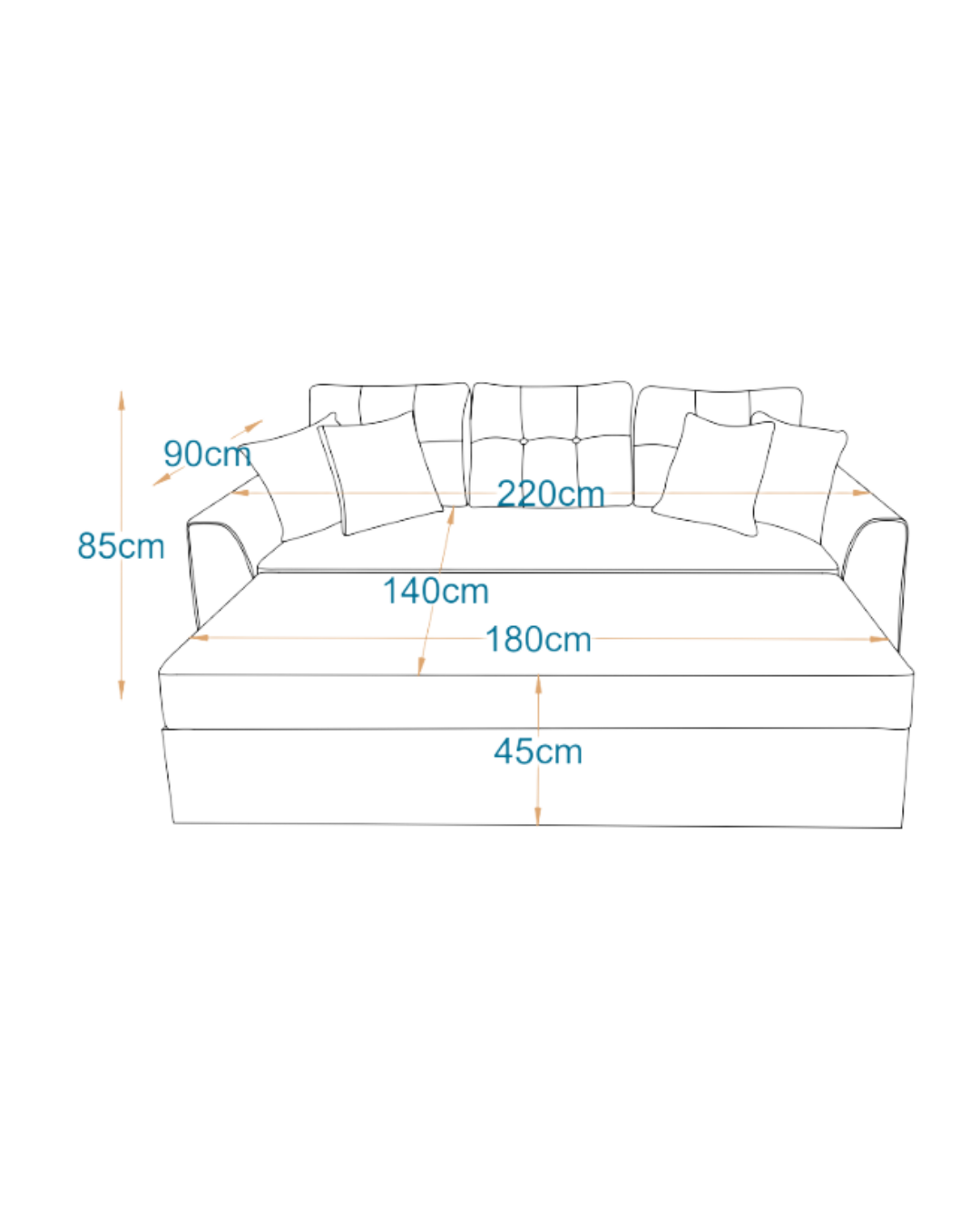 كاليفورنيا - كنبة سرير ثلاث مقاعد
