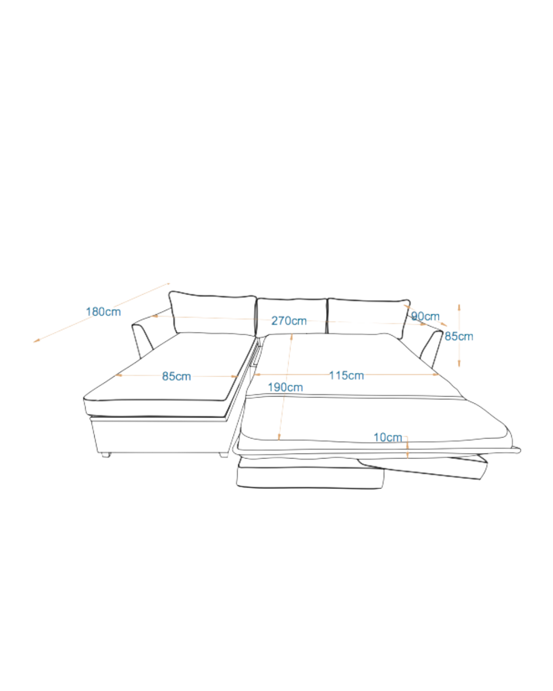 لاميجو- ركنه سرير شكل حرف L