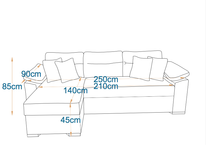ميلان- ركنه سرير شكل حرف L