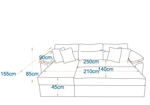 ميلان- ركنه سرير شكل حرف L