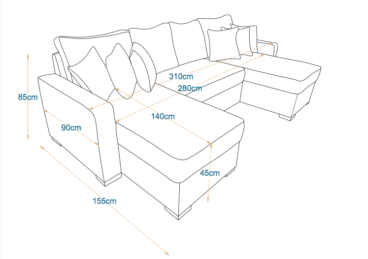 مودو- ركنه سرير شكل حرف U