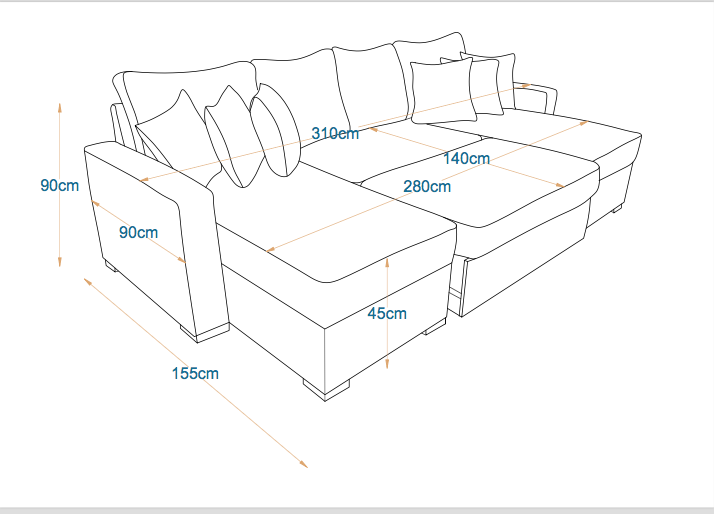 مودو- ركنه سرير شكل حرف U