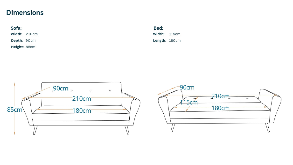 اتلانتا - كنبة سرير ثلاث مقاعد