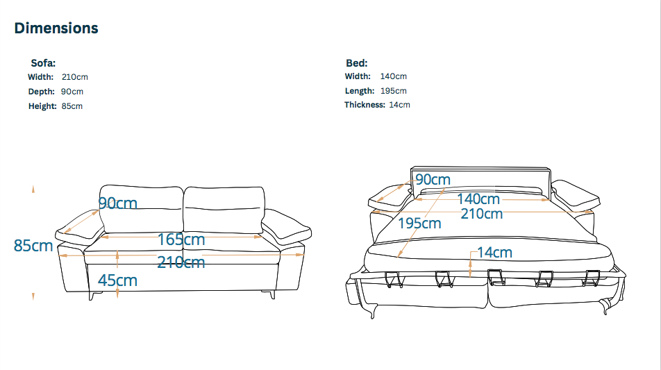 جنيف - كنبة سرير ثلاث مقاعد