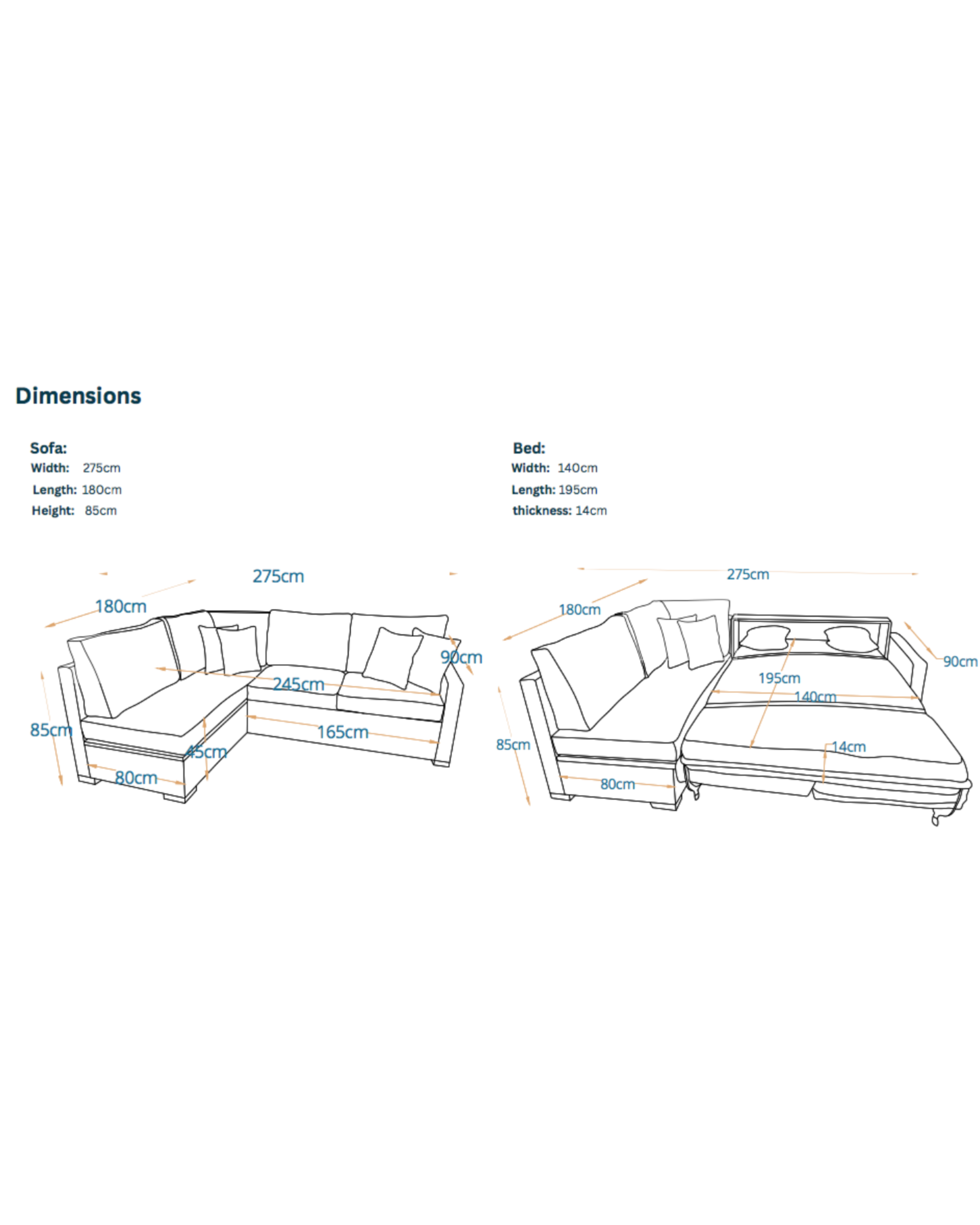 Oslo | L-Shape 5-Seater Roll-Out Sofa Bed with Belgium Mechanism