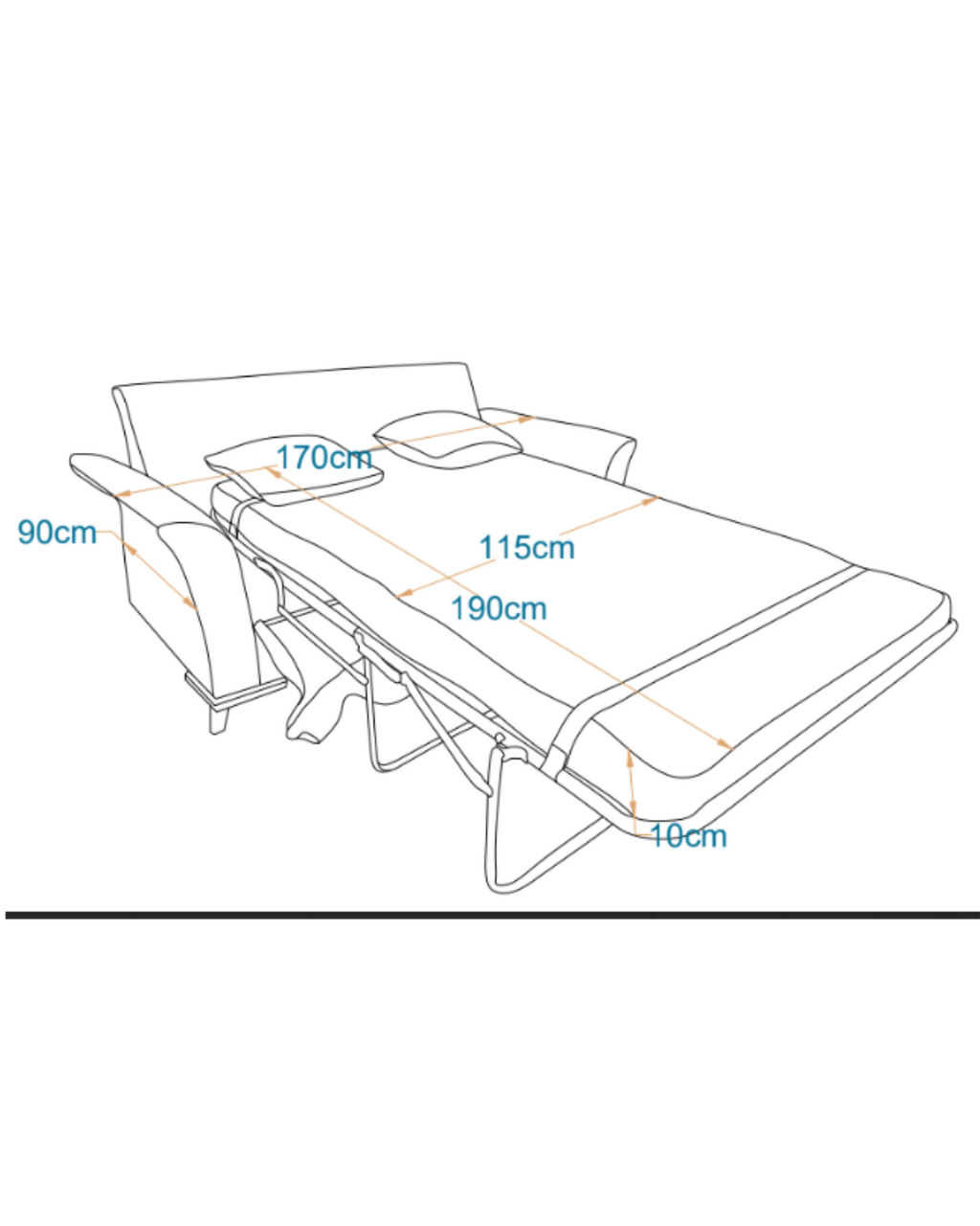 LINZ 2-Fold Sofa Bed | 2-Seater with Belgium Mechanism