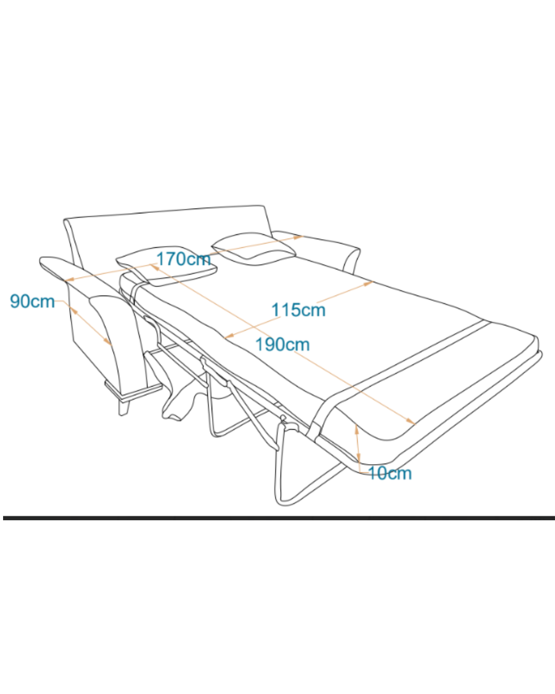 LINZ 2-Fold Sofa Bed | 2-Seater with Belgium Mechanism