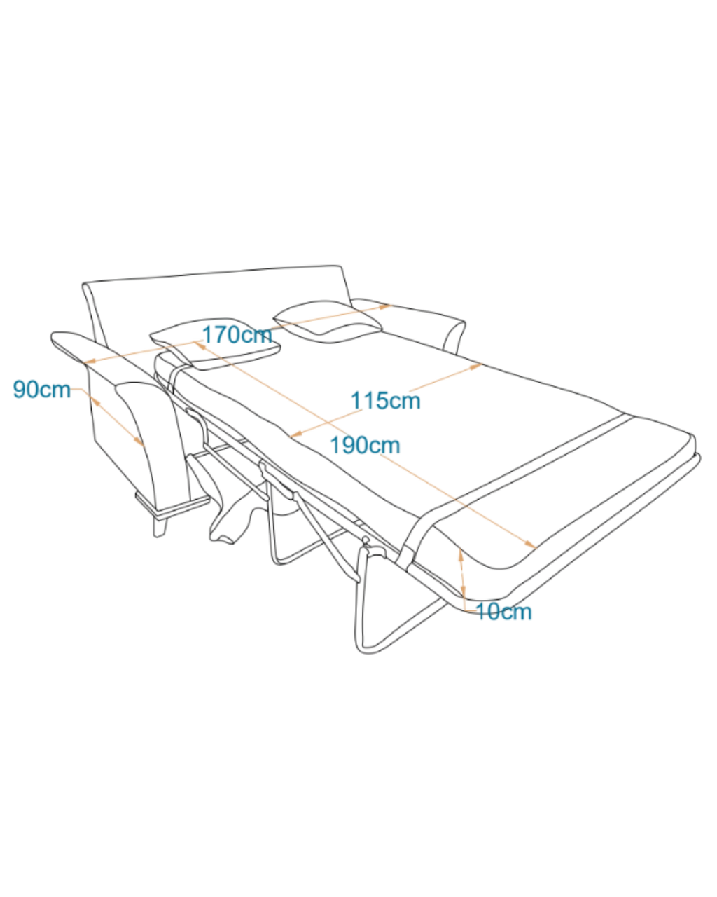 LINZ 2-Fold Sofa Bed | 2-Seater with Belgium Mechanism