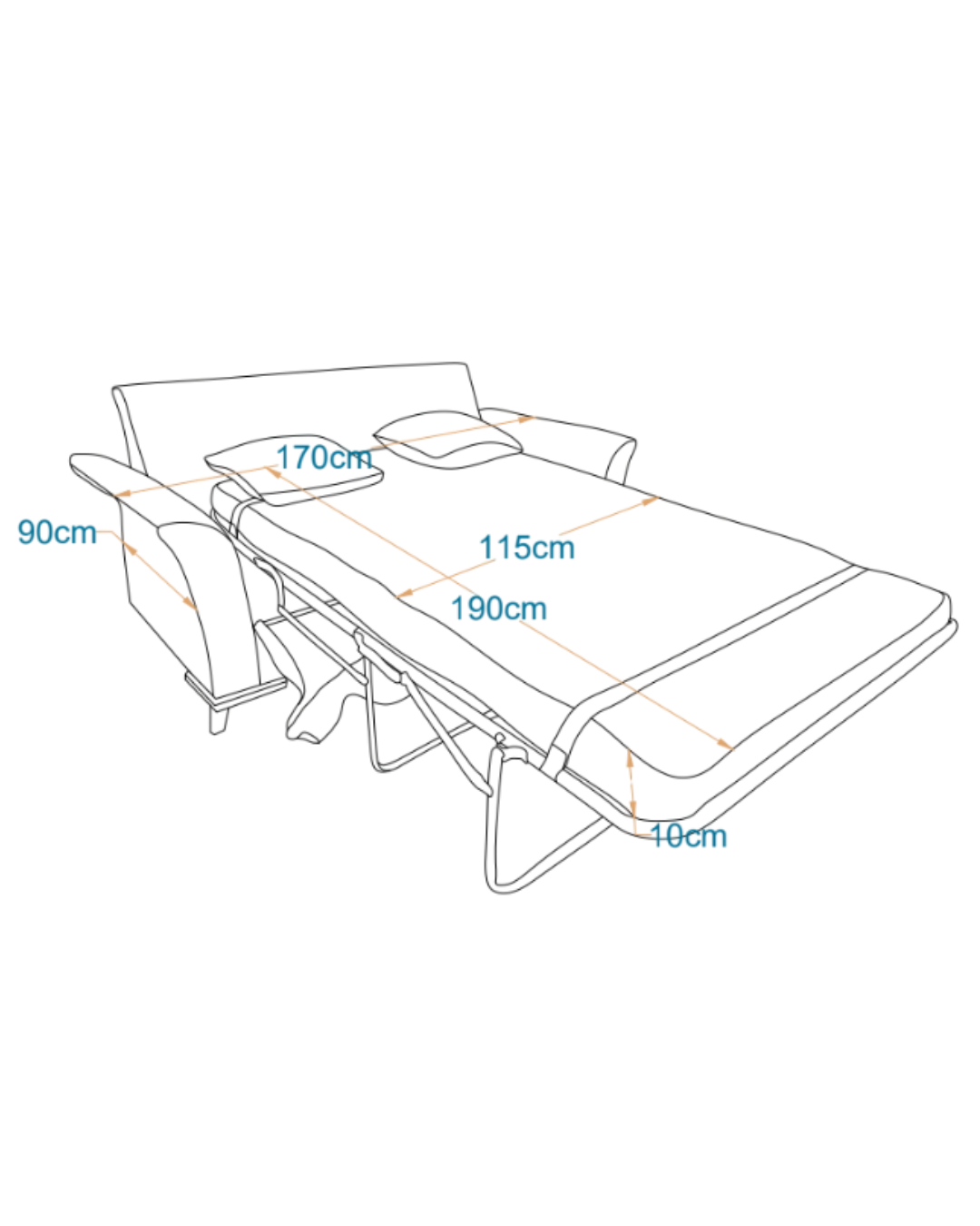 LINZ 2-Fold Sofa Bed | 2-Seater with Belgium Mechanism
