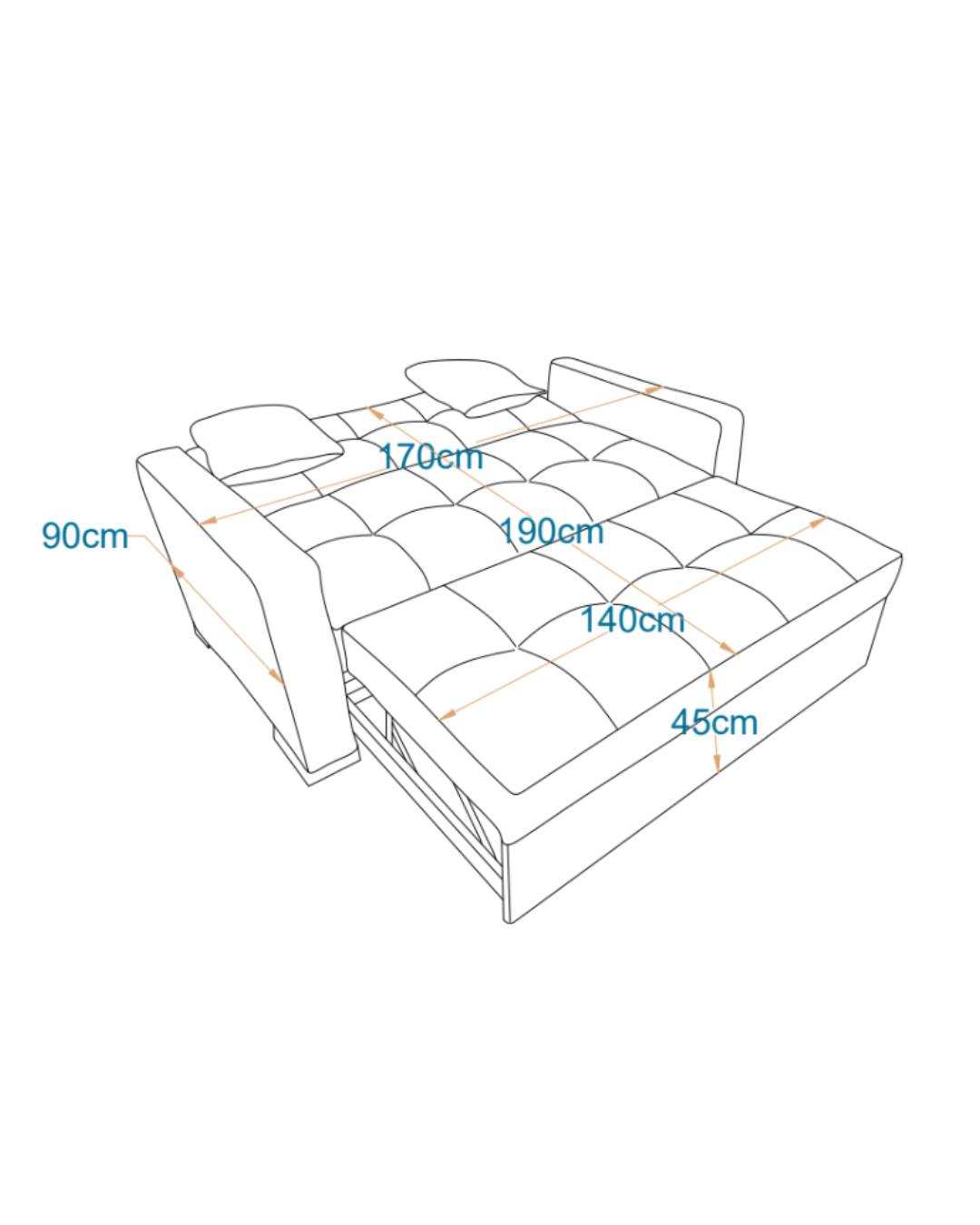 ROYAL I 2-Seater MANEX Pull-Out Sofa Bed