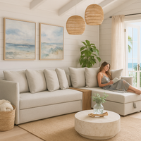 Glory  5-seat sofa-bed with chaise longue & middle table