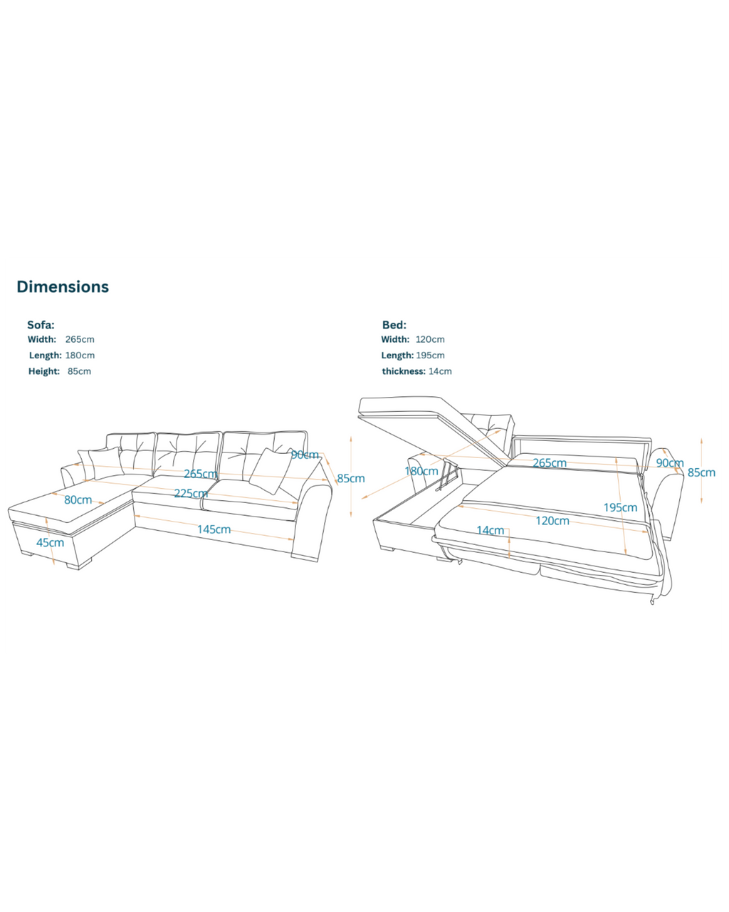Lille | L-Shape 5-Seater Roll-Out Sofa Bed with Belgium Mechanism