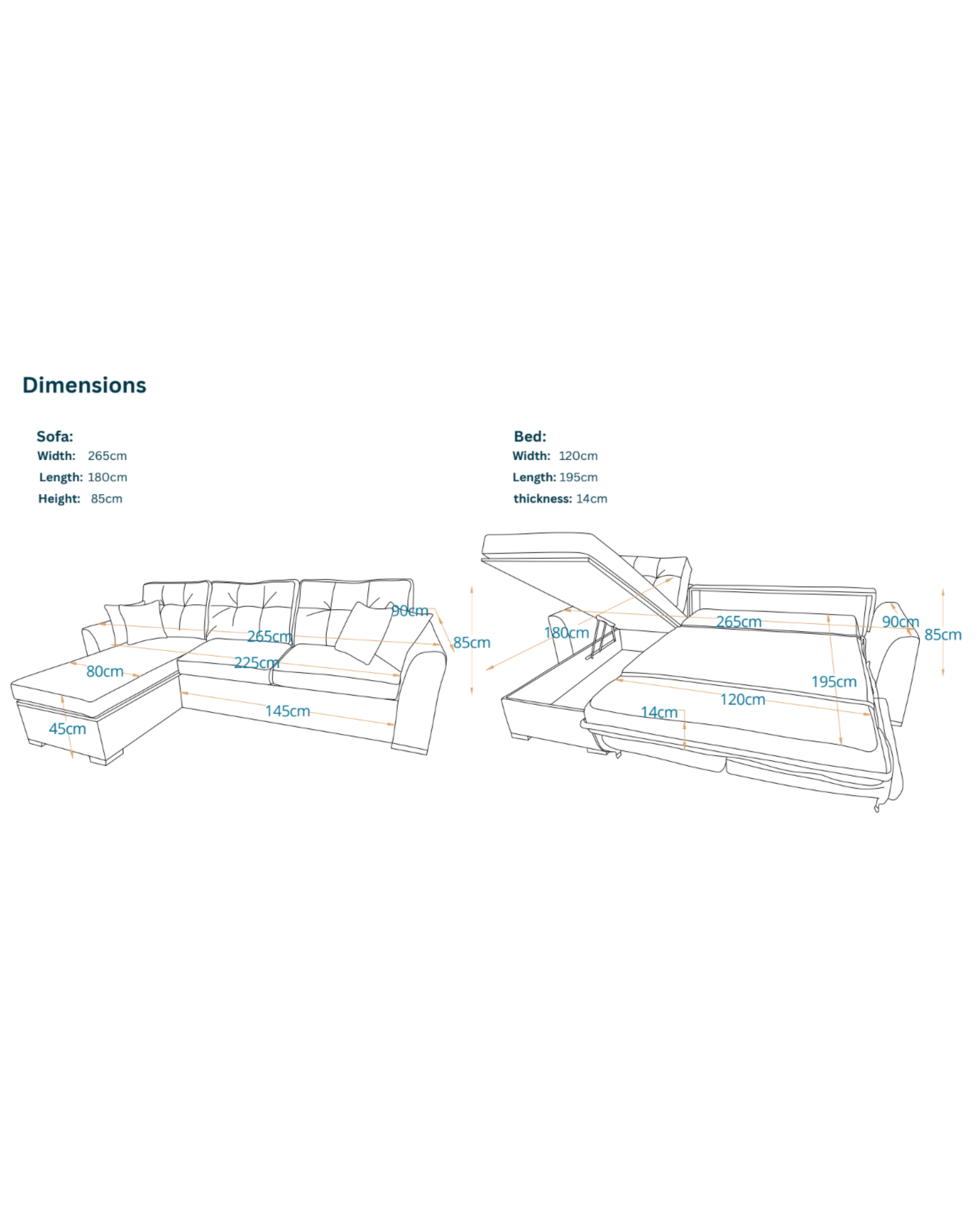 Lille | L-Shape 5-Seater Roll-Out Sofa Bed with Belgium Mechanism