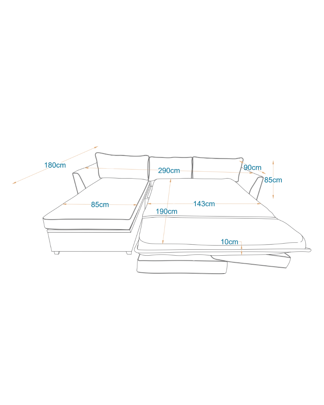 لاميجو- ركنه سرير شكل حرف L