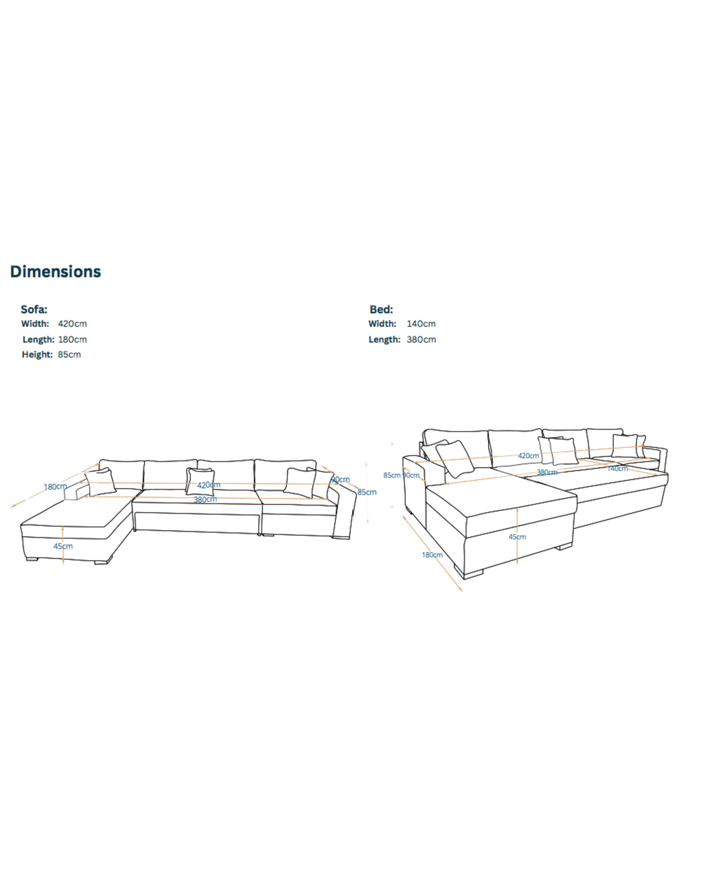 Room | 6-Seater L-Shape MANEX Pull-Out Sofa Bed (Turkish Mechanism)