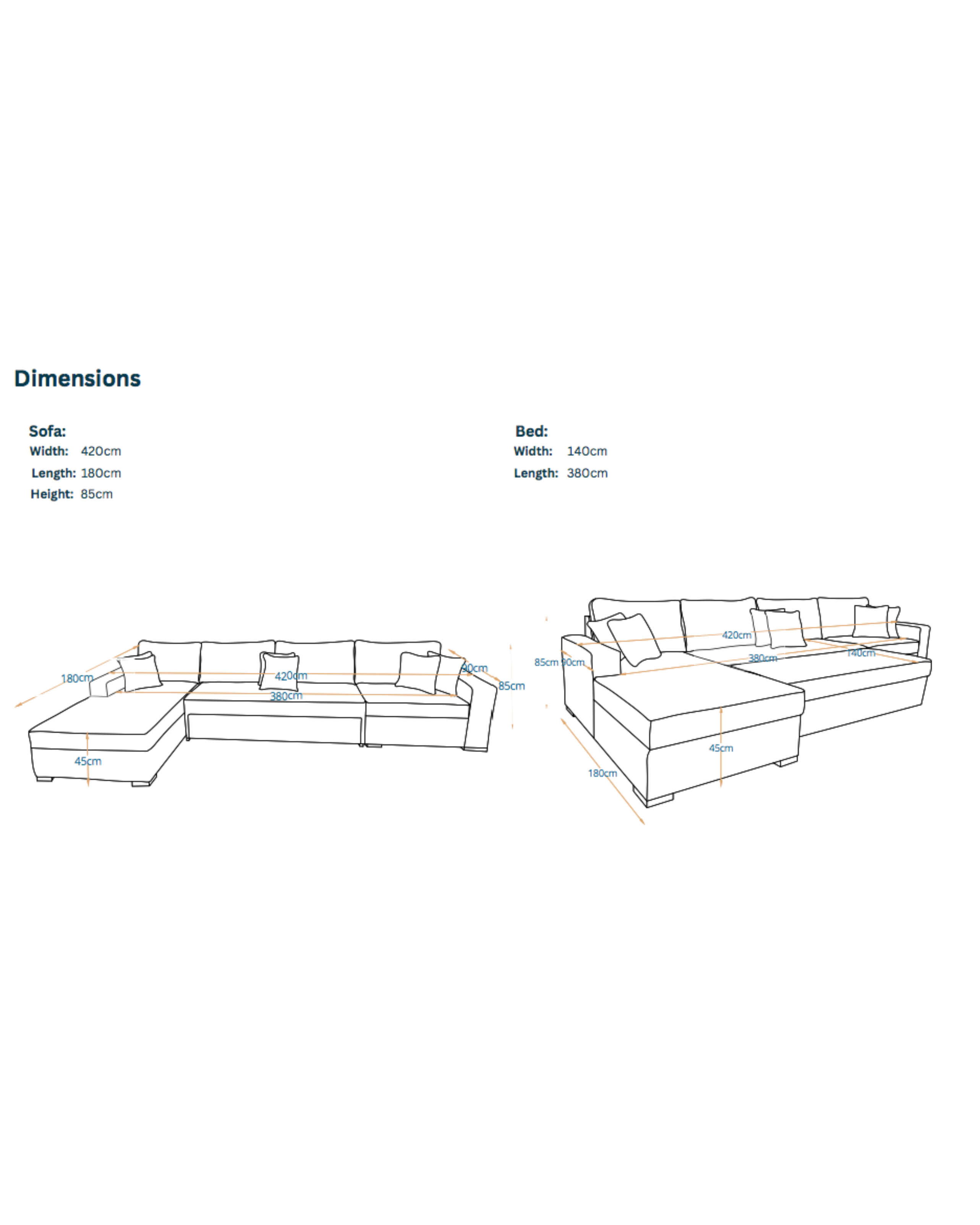 Room | 6-Seater L-Shape MANEX Pull-Out Sofa Bed (Turkish Mechanism)