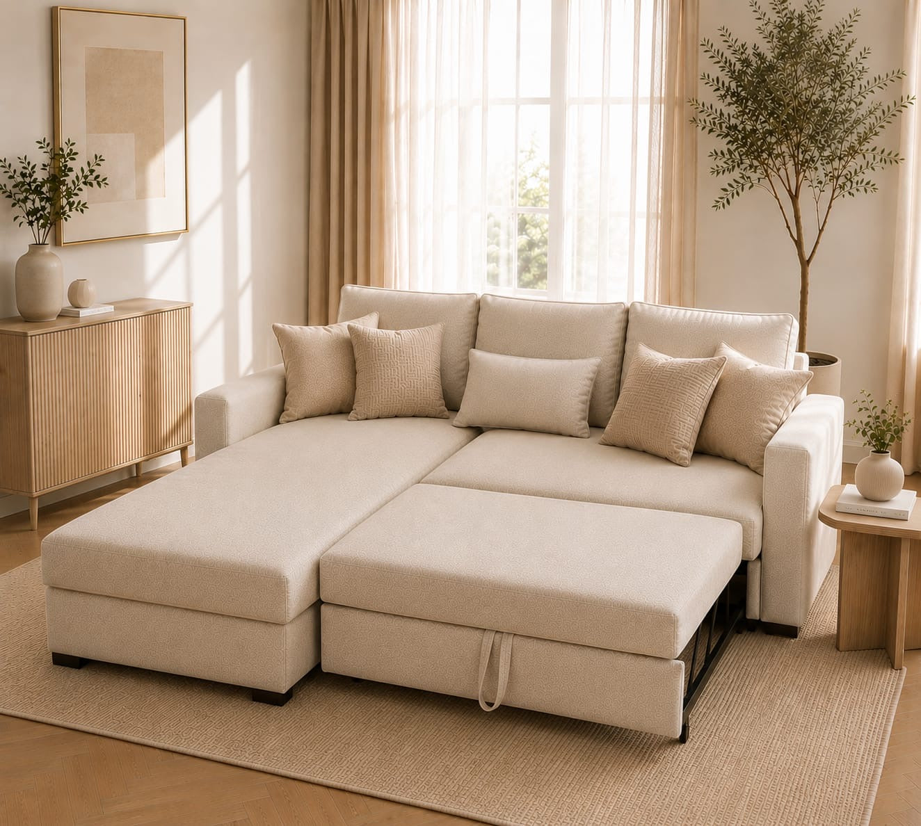 BAMBOO plus | 4-Seater L-Shape MANEX Pull-Out Sofa Bed (Turkish Mechanism) (Copy)