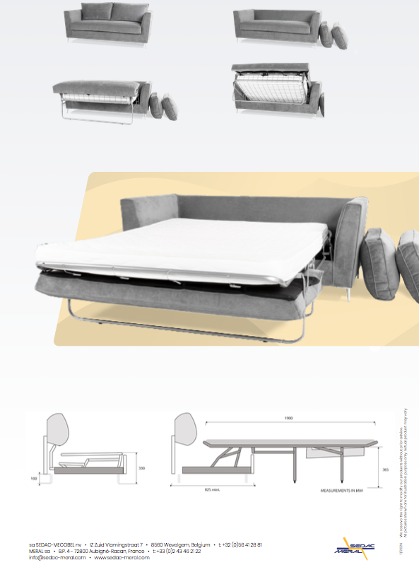 LINZ 2-Fold Sofa Bed | 2-Seater with Belgium Mechanism