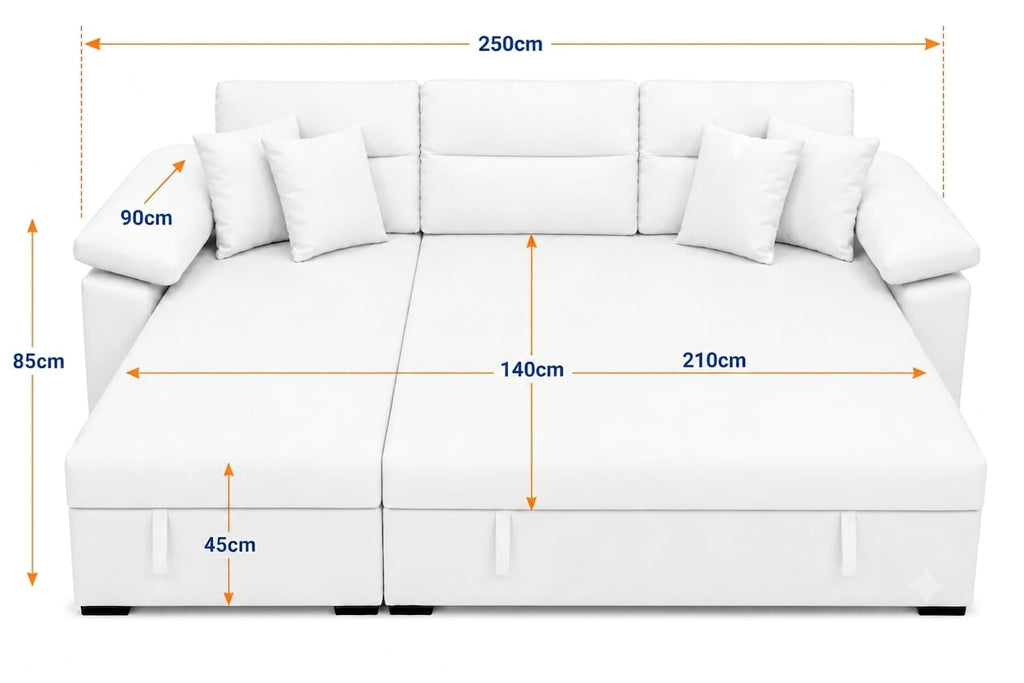 Milan | 3-Seater L-Shape MANEX Pull-Out Sofa Bed (Turkish Mechanism)