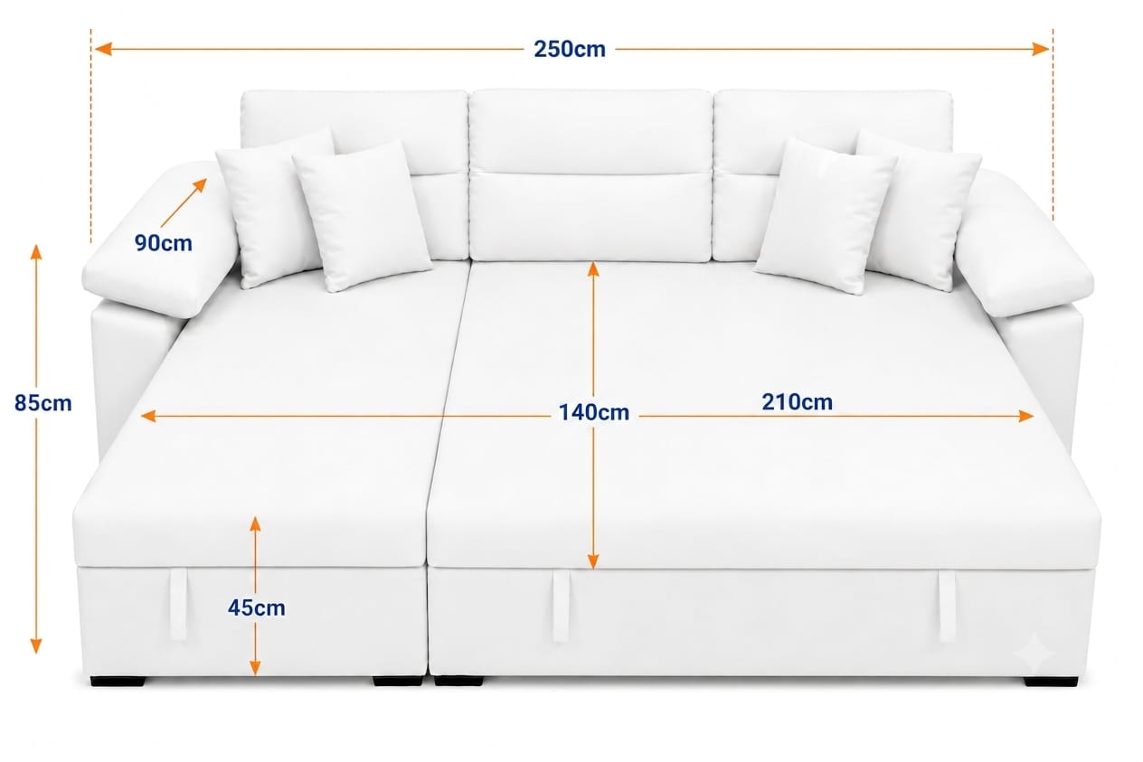 Milan | 3-Seater L-Shape MANEX Pull-Out Sofa Bed (Turkish Mechanism)