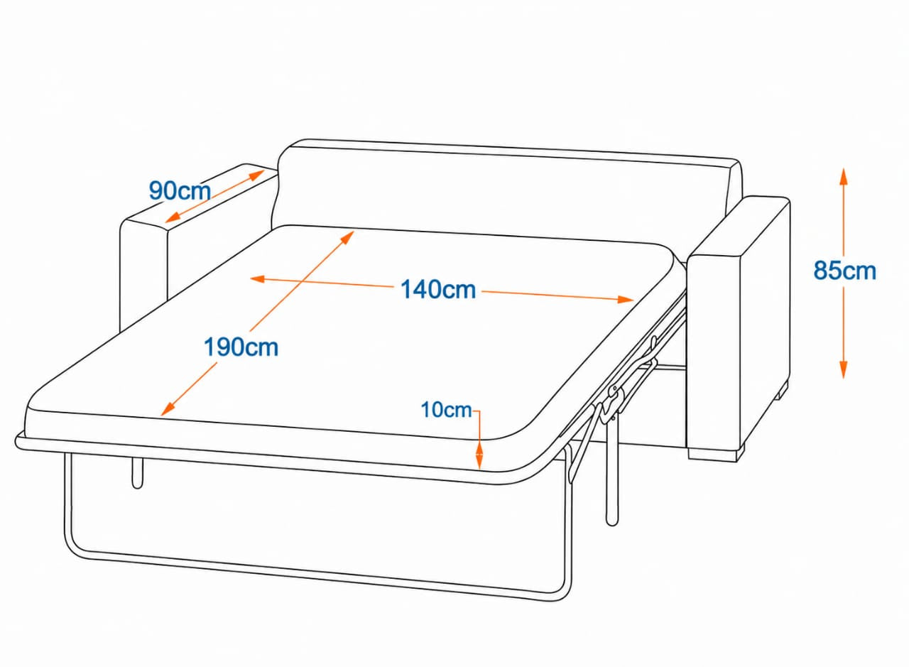 Modling 2-Fold Sofa Bed | 3-Seater with Belgium Mechanism
