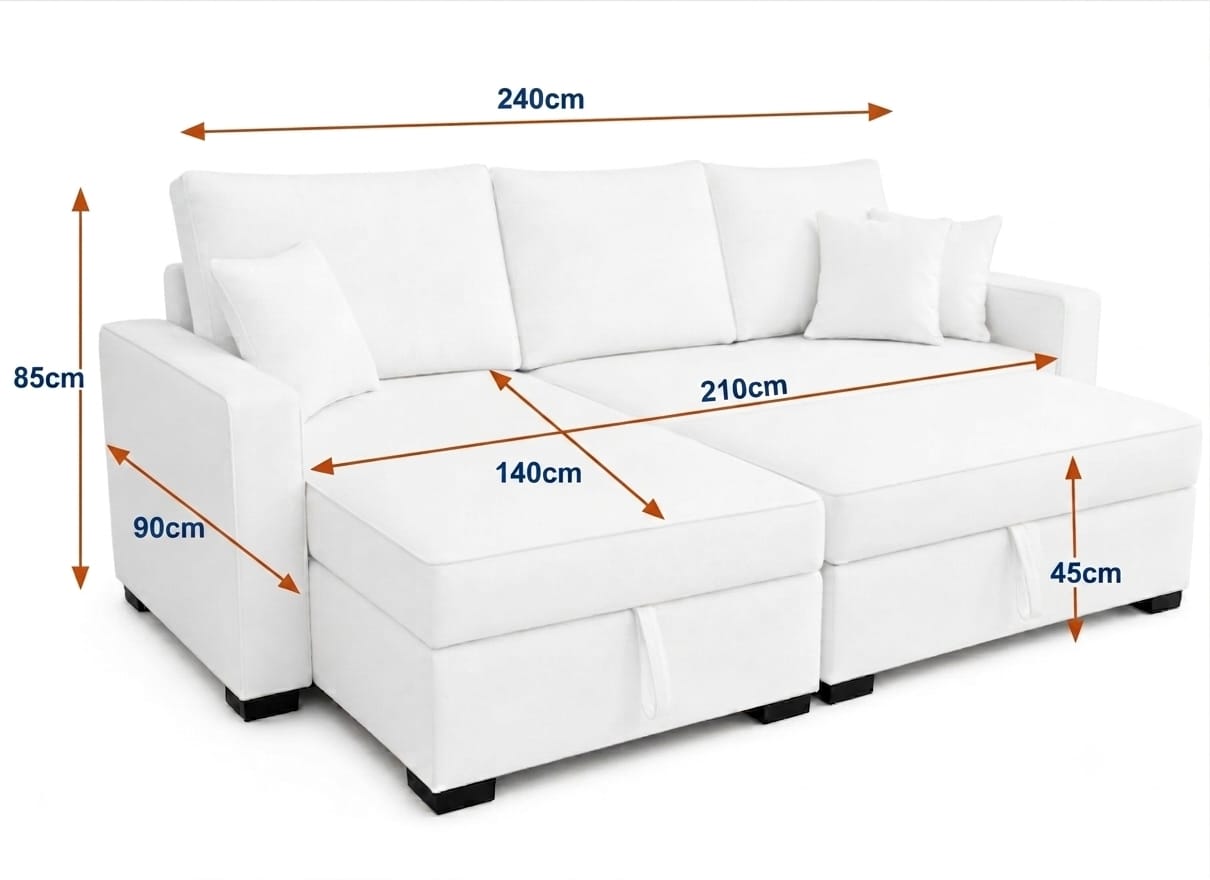 BAMBOO | 3-Seater L-Shape MANEX Pull-Out Sofa Bed (Turkish Mechanism)
