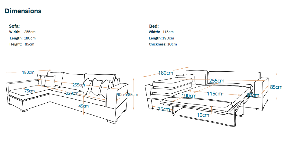 Valencia | L-Shape 6-Seater 2-Fold Sofa Bed (Belgian Mechanism)