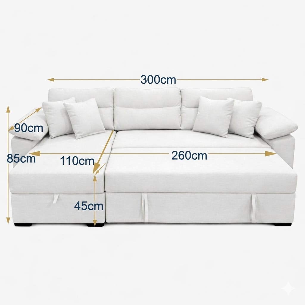 Apex | 4-Seater L-Shape MANEX Pull-Out Sofa Bed (Turkish Mechanism)