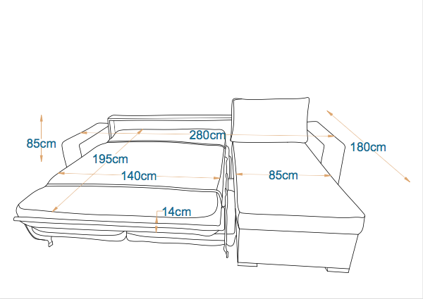 Nice | L-Shape 5-Seater Roll-Out Sofa Bed with Belgium Mechanism