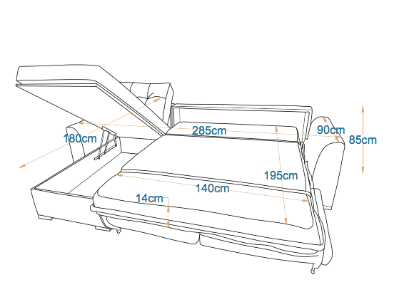 Lille | L-Shape 5-Seater Roll-Out Sofa Bed with Belgium Mechanism