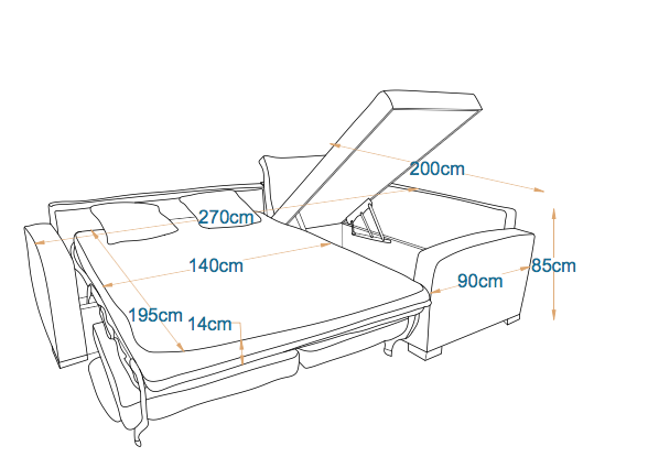 مونت- ركنه سرير شكل حرف L