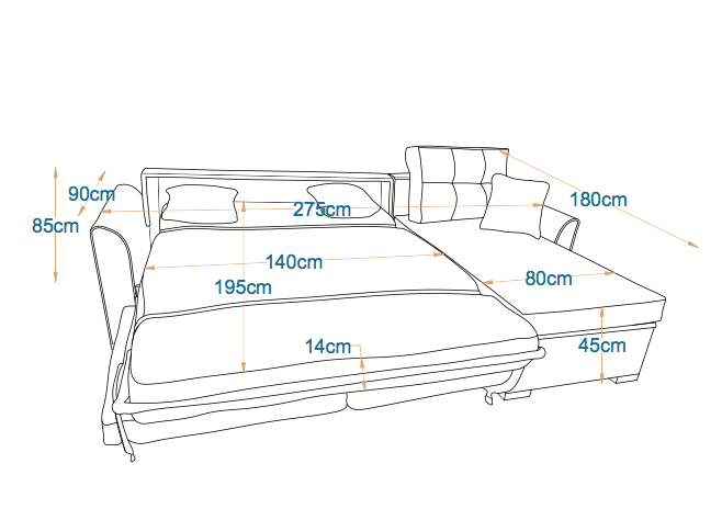 Tala | L-Shape 5-Seater Roll-Out Sofa Bed with Belgium Mechanism
