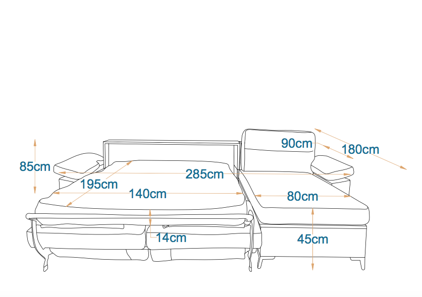 Nancy | L-Shape 5-Seater Roll-Out Sofa Bed with Belgium Mechanism