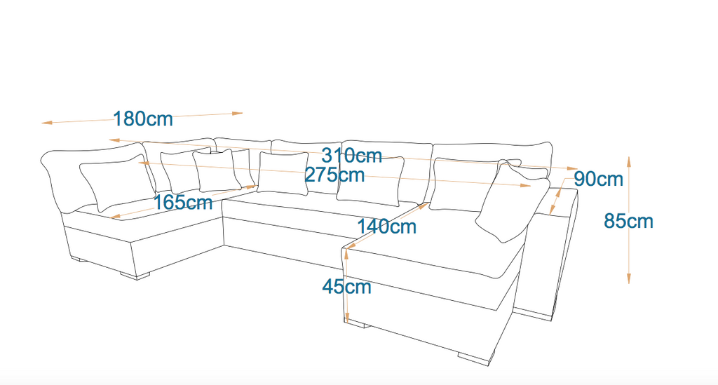 Bari | 8-Seater U-Shape MANEX Pull-Out Sofa Bed (Turkish Mechanism)