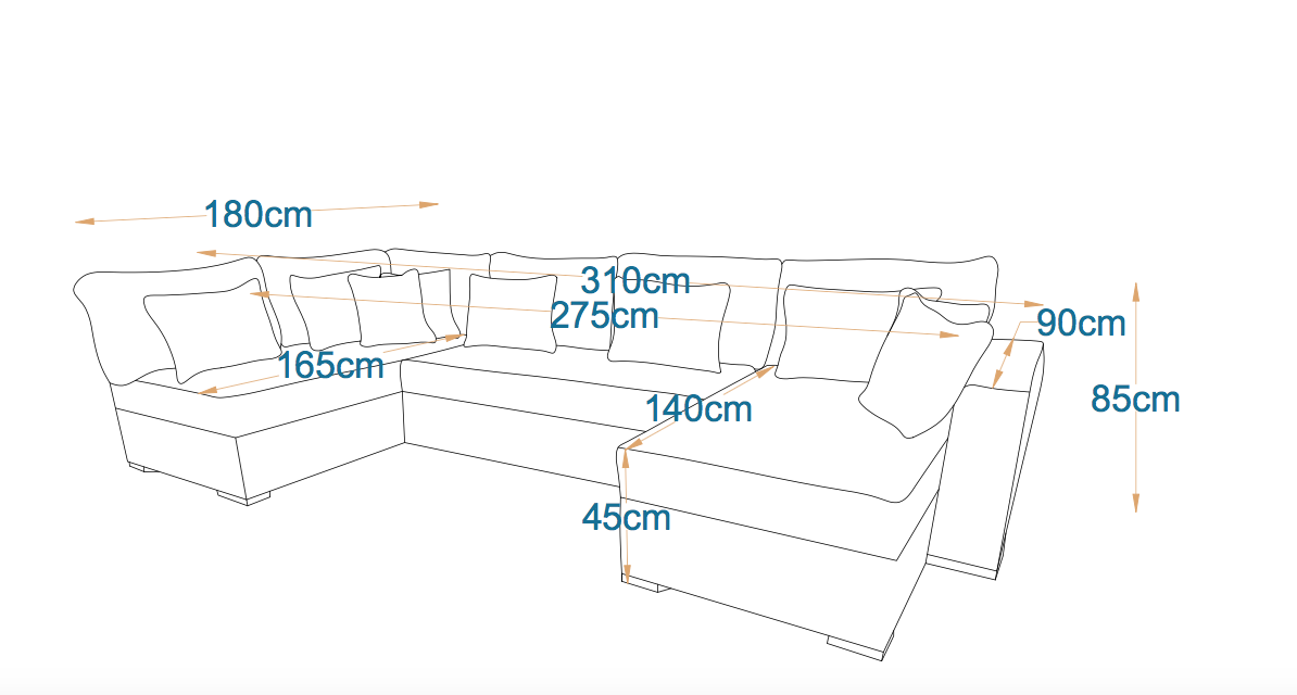 Bari | 8-Seater U-Shape MANEX Pull-Out Sofa Bed (Turkish Mechanism)