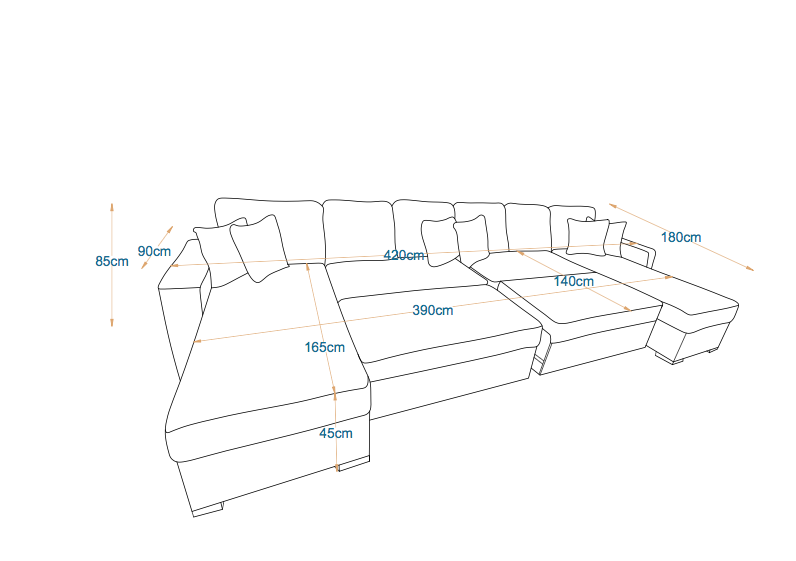 Flex | 8-Seater U-Shape MANEX Pull-Out Sofa Bed (Turkish Mechanism)
