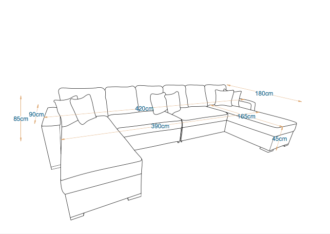 Flex | 8-Seater U-Shape MANEX Pull-Out Sofa Bed (Turkish Mechanism)