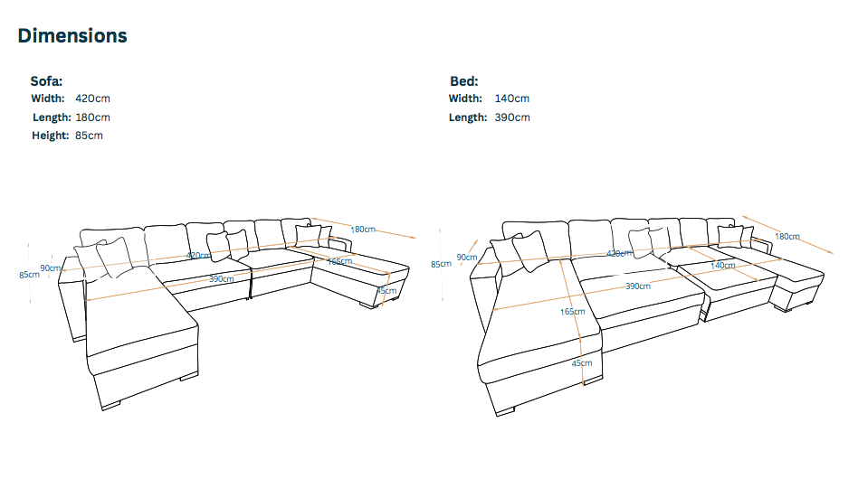Flex | 8-Seater U-Shape MANEX Pull-Out Sofa Bed (Turkish Mechanism)
