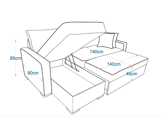 BAMBOO | 3-Seater L-Shape MANEX Pull-Out Sofa Bed (Turkish Mechanism)