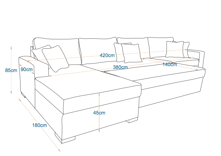 Room | 6-Seater L-Shape MANEX Pull-Out Sofa Bed (Turkish Mechanism)