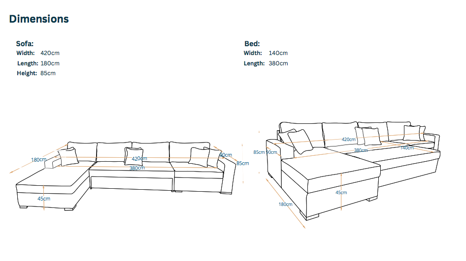 Room | 6-Seater L-Shape MANEX Pull-Out Sofa Bed (Turkish Mechanism)