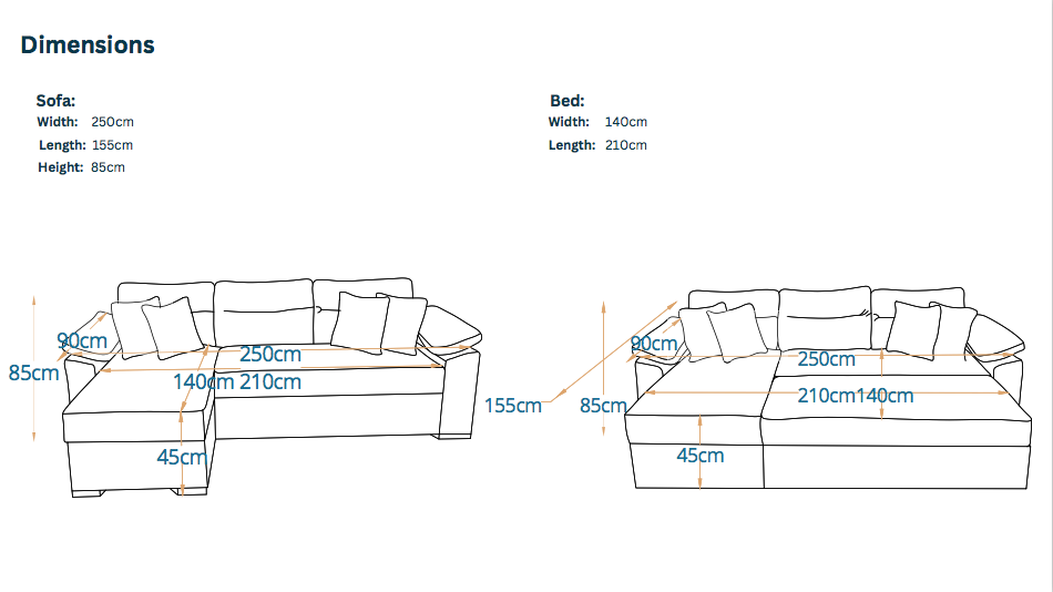 ميلان- ركنه سرير شكل حرف L