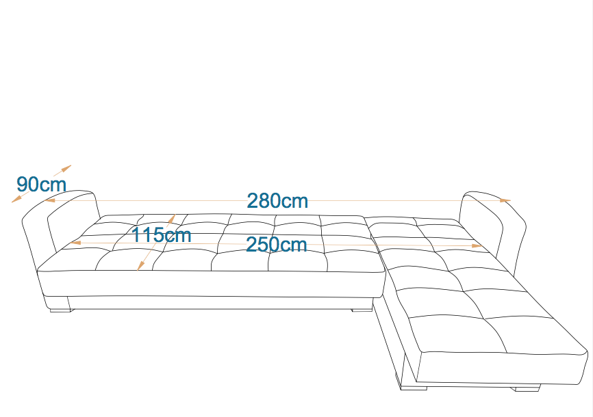 ZOE | 5-Seater L-Shape Click-Clack Sofa Bed (Turkish Mechanism)