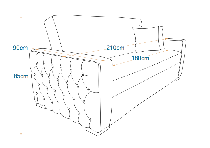 Brazil | 3-Seater Clic-Clac Sofa Bed | 3-Position Turkish Mechanism