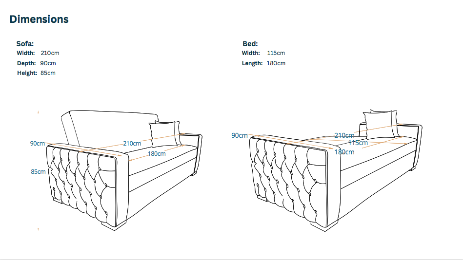 Brazil | 3-Seater Clic-Clac Sofa Bed | 3-Position Turkish Mechanism