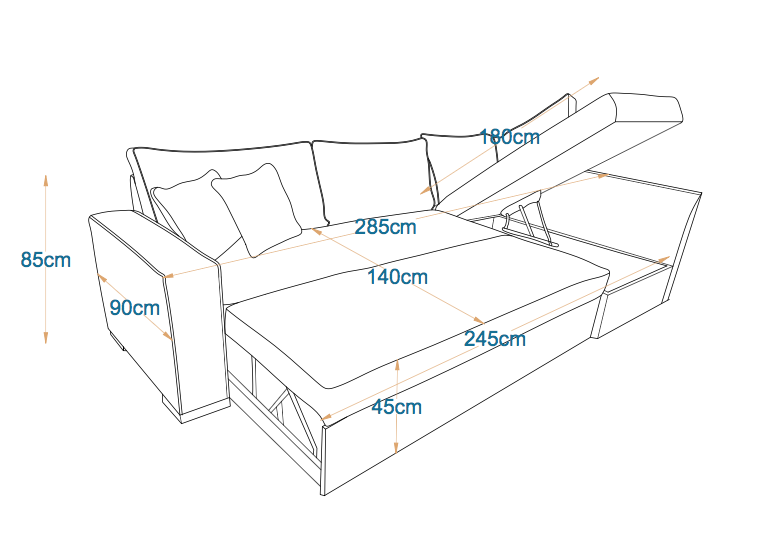 Venice | 5-Seater L-Shape MANEX Pull-Out Sofa Bed (Turkish Mechanism)