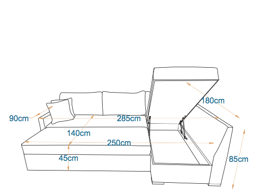 Venice | 5-Seater L-Shape MANEX Pull-Out Sofa Bed (Turkish Mechanism)