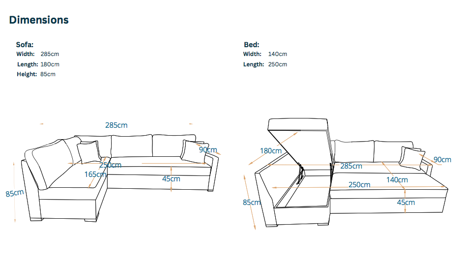 Venice | 5-Seater L-Shape MANEX Pull-Out Sofa Bed (Turkish Mechanism)