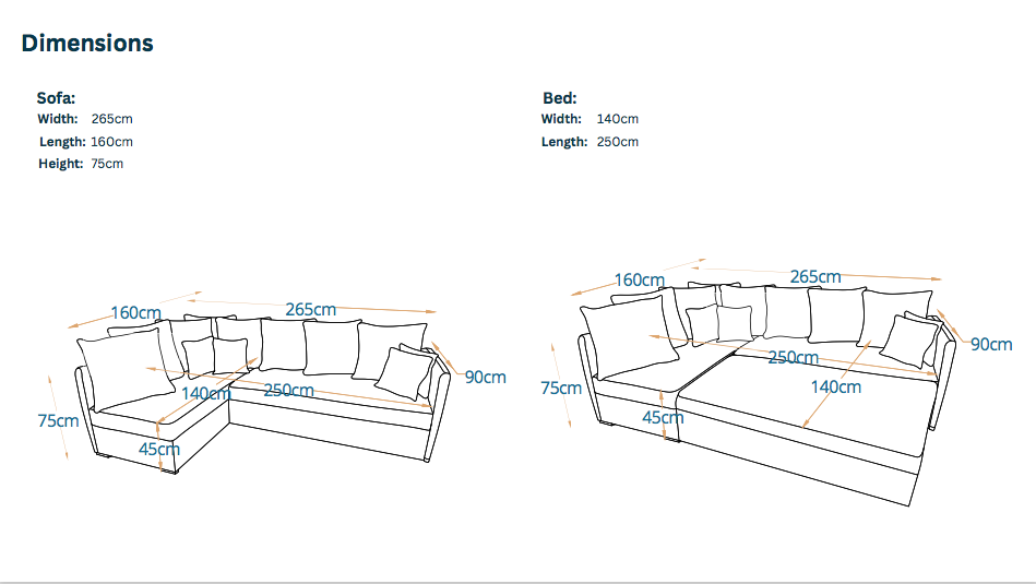 Verona | 5-Seater L-Shape MANEX Pull-Out Sofa Bed (Turkish Mechanism)