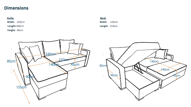 BAMBOO | 3-Seater L-Shape MANEX Pull-Out Sofa Bed (Turkish Mechanism)